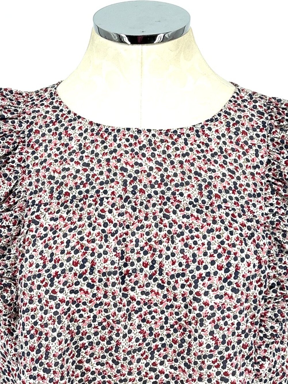 J. Crew Top Shirt Sz 6 Cotton Floral Ruffles Long Sleeve Blouse - Picture 2 of 8